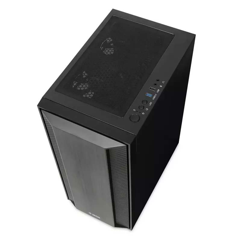 PC korpusas IBOX CETUS 906 Midi Tower juodas — ATX/mATX, 460×210×350 mm, 29 cm GPU, 7 diskų, RGB ventiliatoriai