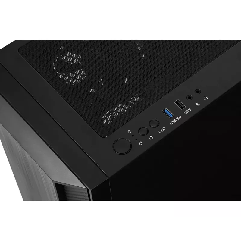 PC korpusas IBOX CETUS 906 Midi Tower juodas — ATX/mATX, 460×210×350 mm, 29 cm GPU, 7 diskų, RGB ventiliatoriai