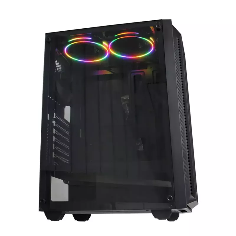 PC korpusas IBOX CETUS 906 Midi Tower juodas — ATX/mATX, 460×210×350 mm, 29 cm GPU, 7 diskų, RGB ventiliatoriai