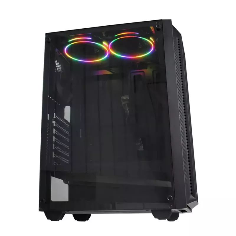 PC korpusas IBOX CETUS 906 Midi Tower juodas — ATX/mATX, 460×210×350 mm, 29 cm GPU, 7 diskų, RGB ventiliatoriai