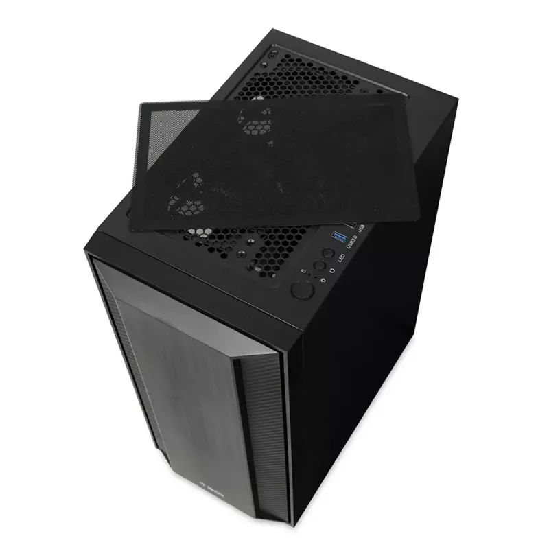 PC korpusas IBOX CETUS 906 Midi Tower juodas — ATX/mATX, 460×210×350 mm, 29 cm GPU, 7 diskų, RGB ventiliatoriai