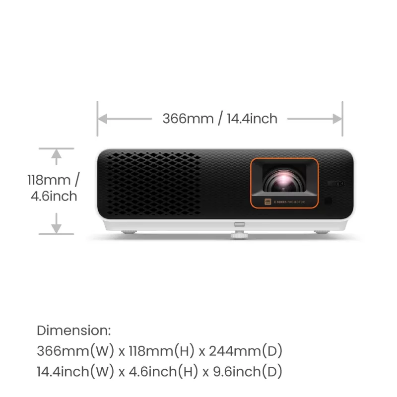 BenQ X500i trumpo fokusavimo projektorius 2200 ANSI liumenų DLP UHD 4K (3840x2160) Juoda, Balta