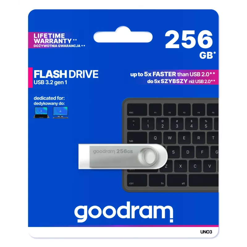 Goodram UNO3-2560S0R11 USB atmintukas 256 GB USB Type-A 3.2 Gen 1 sidabrinis