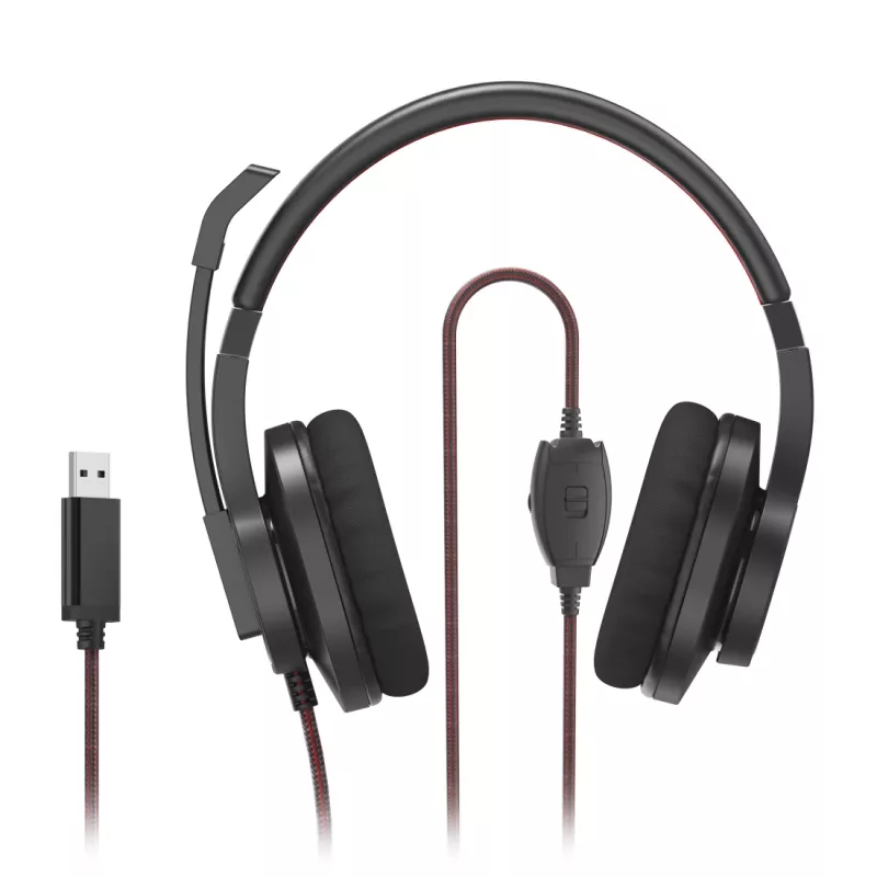Ausinės Hama HS-USB400 V2 laidinės, juodos, raudonos