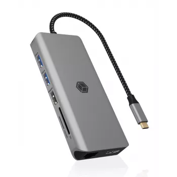 ICY BOX IB-DK4061-CPD Laidinė USB 3.2 Gen 1 (3.1 Gen 1) Type-C pilka stotelė