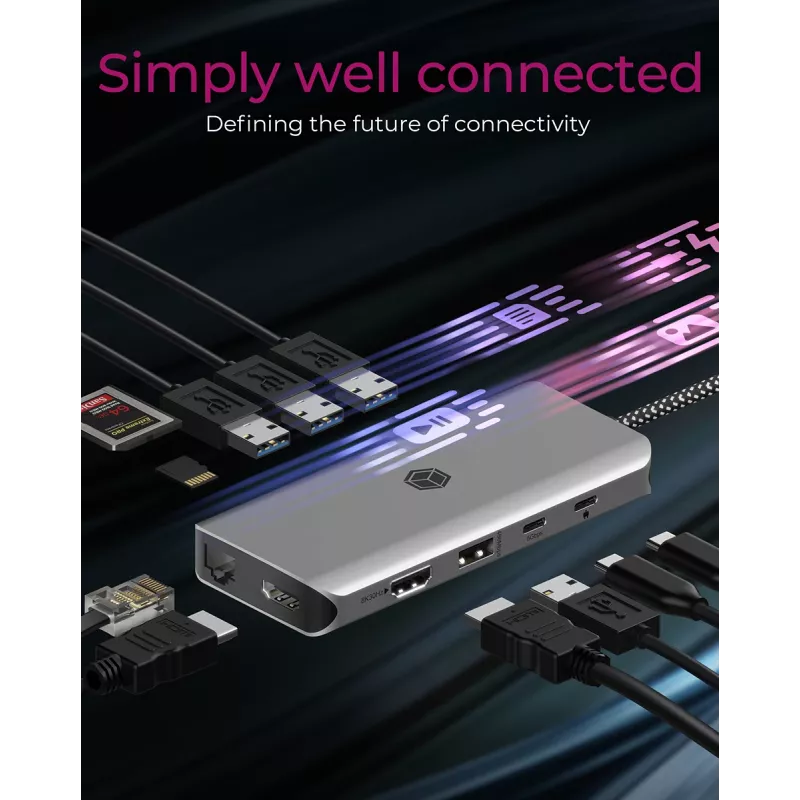 ICY BOX IB-DK4061-CPD Laidinė USB 3.2 Gen 1 (3.1 Gen 1) Type-C pilka stotelė