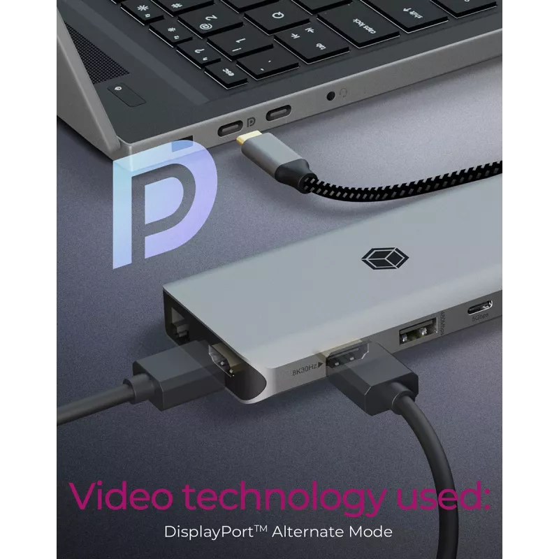 ICY BOX IB-DK4061-CPD Laidinė USB 3.2 Gen 1 (3.1 Gen 1) Type-C pilka stotelė