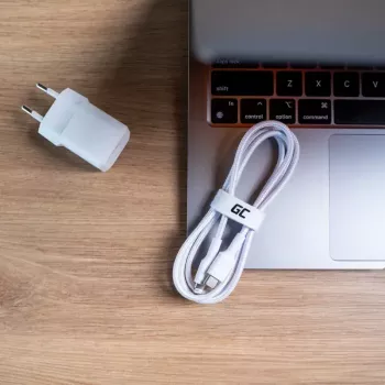 Green Cell Lightning į USB‑C laidas 1 m, 29 W, baltas, duomenų perdavimas 480 Mbps