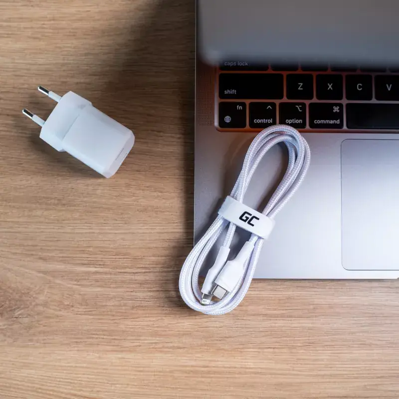 Green Cell PowerStream KABGC07W USB-C į Lightning laidas, MFi, Power Delivery, 1 m, 29 W, baltas