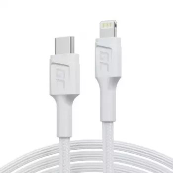 Green Cell Lightning į USB‑C laidas 1 m, 29 W, baltas, duomenų perdavimas 480 Mbps