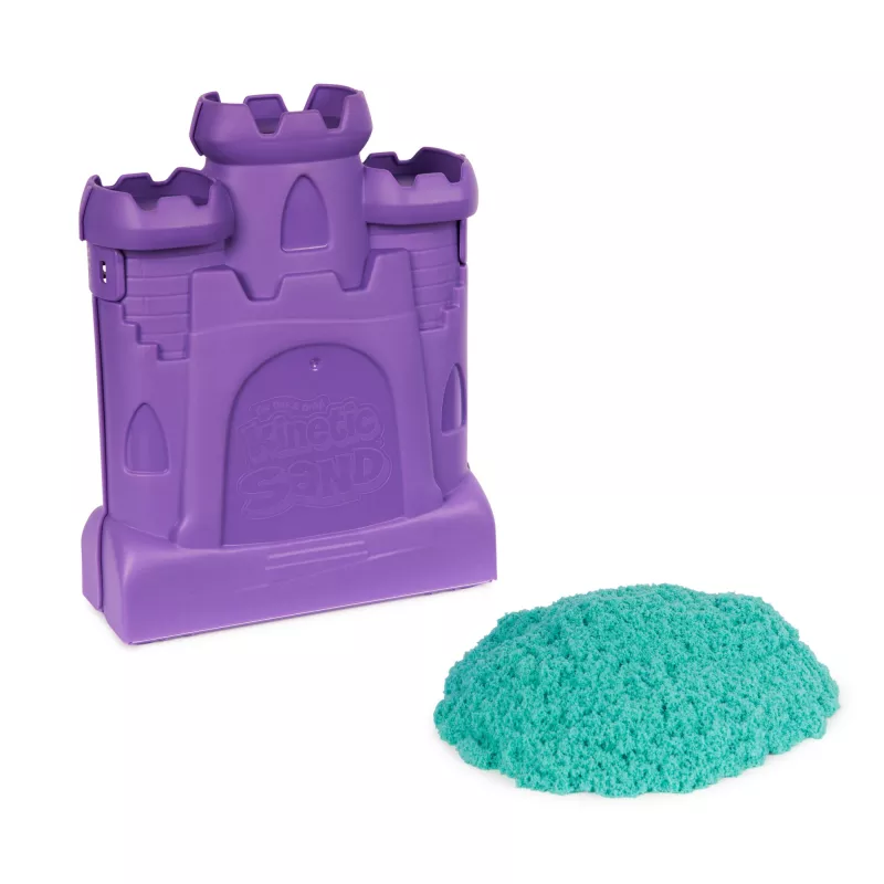 Kinetic Sand Pilių dėklas su 1 kg mėlynos spalvos smėliu, laikymo dėžutė, sensorinis žaislas vaikams nuo 3 metų