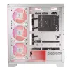 PC korpusas MODECOM Volcano SPACE APEX ARGB MIDI Tower Baltas — plieninis, šoninis langas, ARGB ventiliatoriai, USB-C