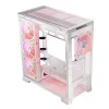 PC korpusas MODECOM Volcano SPACE APEX ARGB MIDI Tower Baltas — plieninis, šoninis langas, ARGB ventiliatoriai, USB-C