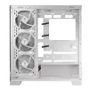 PC korpusas MODECOM Volcano SPACE APEX ARGB MIDI Tower Baltas — plieninis, šoninis langas, ARGB ventiliatoriai, USB-C