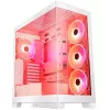 PC korpusas MODECOM Volcano SPACE APEX ARGB MIDI Tower Baltas — plieninis, šoninis langas, ARGB ventiliatoriai, USB-C