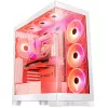 PC korpusas MODECOM Volcano SPACE APEX ARGB MIDI Tower Baltas — plieninis, šoninis langas, ARGB ventiliatoriai, USB-C