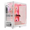 PC korpusas MODECOM Volcano SPACE APEX ARGB MIDI Tower Baltas — plieninis, šoninis langas, ARGB ventiliatoriai, USB-C