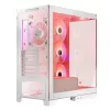 PC korpusas MODECOM Volcano SPACE APEX ARGB MIDI Tower Baltas — plieninis, šoninis langas, ARGB ventiliatoriai, USB-C