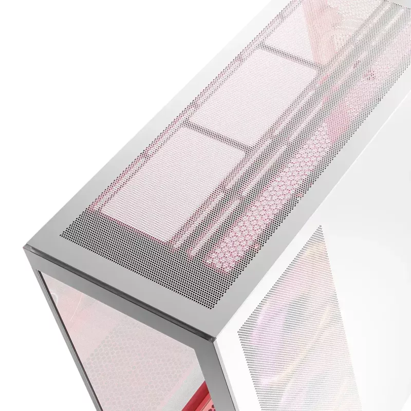 PC korpusas MODECOM Volcano SPACE APEX ARGB MIDI Tower Baltas — plieninis, šoninis langas, ARGB ventiliatoriai, USB-C