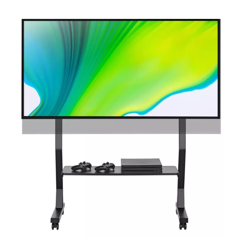 Grindinis stovas TECHLY 366983 televizoriams 45–90 colių, juodas, plieninis, aukštis 1026–1126 mm, VESA 800x400, apkrova 60 kg