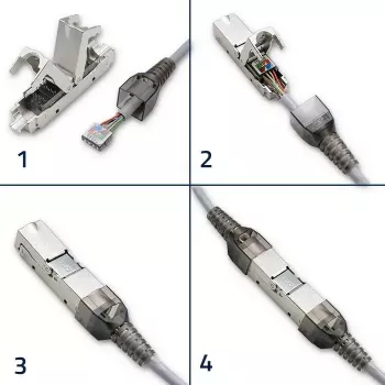 RJ45 kištukas be įrankio QOLTEC 54540 CAT6 STP ekranuotiems eterneto kabeliams