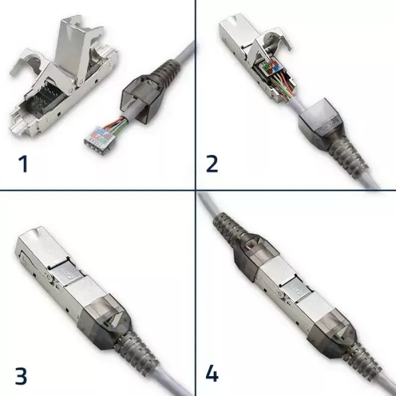 Qoltec 54540 RJ45 jungtis be įrankių CAT6 STP ekranuotiems Ethernet kabeliams