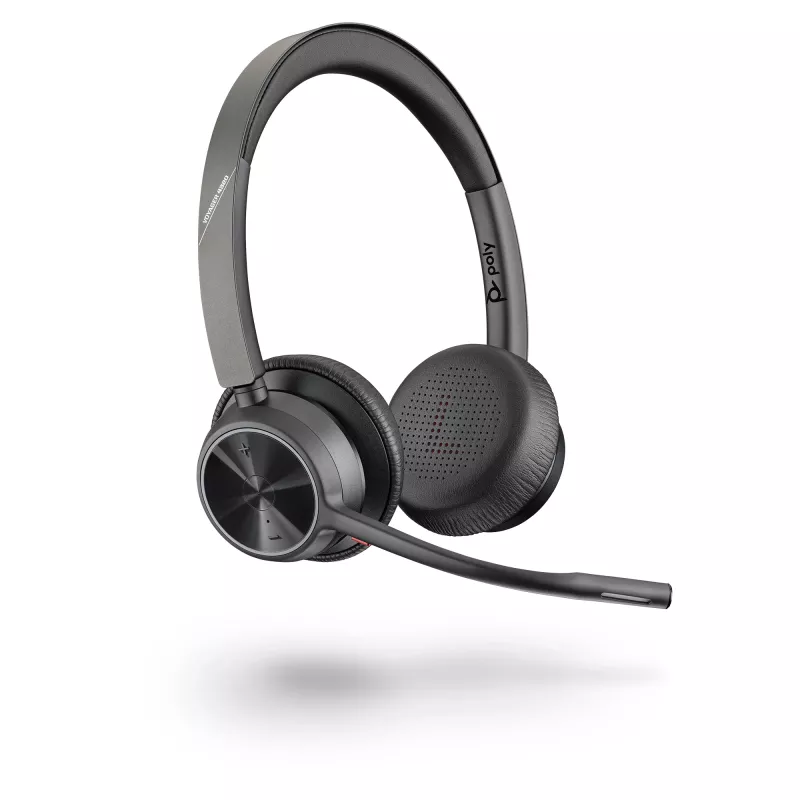 HP Poly Voyager 4320 USB-C belaidė ausinė su BT700 siųstuvu, biurui / skambučių centrui, juoda