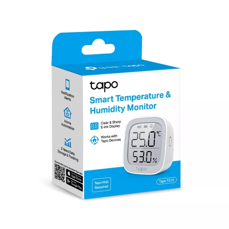 TP-Link Tapo T315 belaidis temperatūros ir drėgmės jutiklis su E-Ink ekranu