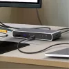 ICY BOX IB-DK4012-CPD USB 3.2 Gen 1 (3.1 Gen 1) Type-C dokavimo stotelė, antracitinė, juoda