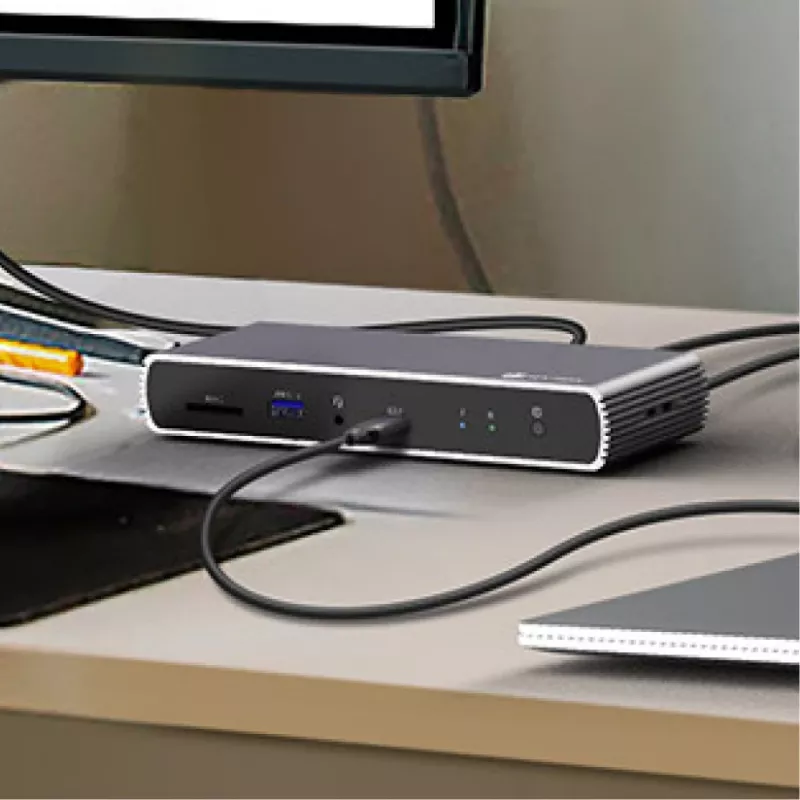 ICY BOX IB-DK4012-CPD USB 3.2 Gen 1 (3.1 Gen 1) Type-C dokavimo stotelė, antracitinė, juoda