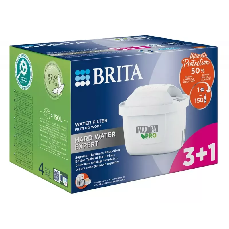 Vandens filtro kasetės BRITA Maxtra Pro Hard Water Expert — 3+1 vnt., 150 L vienai kasetei, skirtos ąsočiams ir dozatoriams