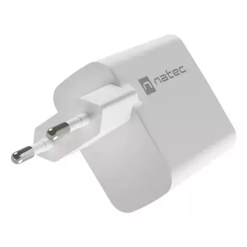 NATEC NUC-2142 belaidis mobiliojo įrenginio įkroviklis, USB-C PD 3.0 + USB-A, 5–20V iki 3A, 45 W, baltas