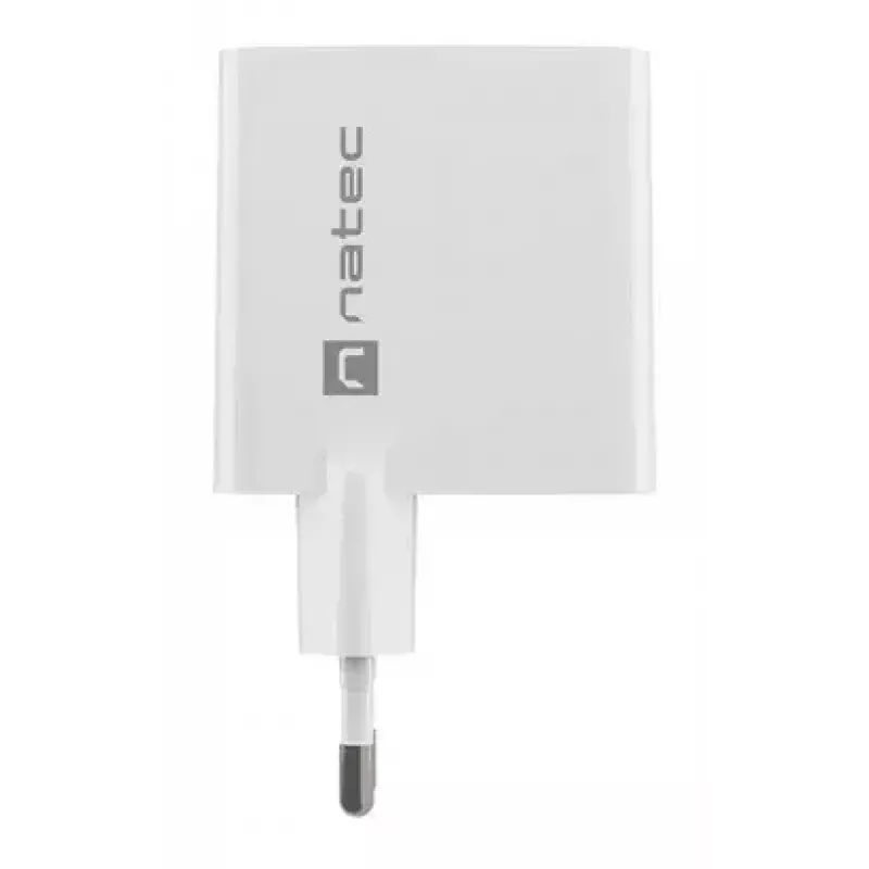 NATEC NUC-2142 belaidis mobiliojo įrenginio įkroviklis, USB-C PD 3.0 + USB-A, 5–20V iki 3A, 45 W, baltas