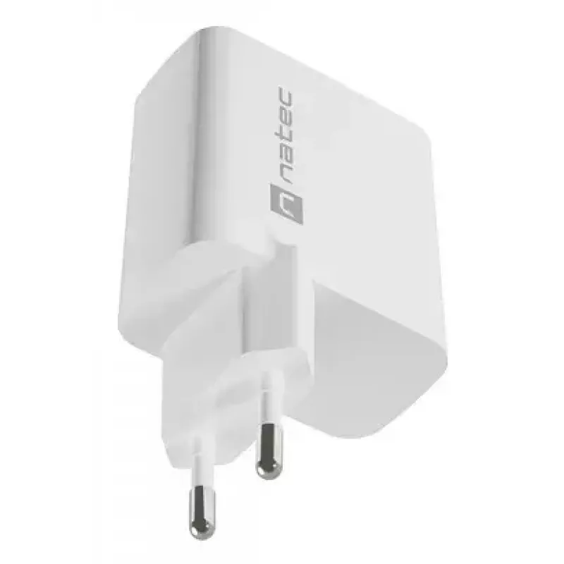NATEC NUC-2142 belaidis mobiliojo įrenginio įkroviklis, USB-C PD 3.0 + USB-A, 5–20V iki 3A, 45 W, baltas