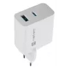 NATEC NUC-2142 belaidis mobiliojo įrenginio įkroviklis, USB-C PD 3.0 + USB-A, 5–20V iki 3A, 45 W, baltas
