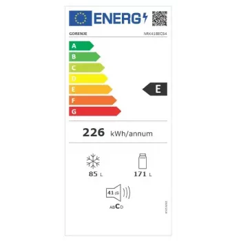 Laisvai pastatomas šaldytuvas su šaldikliu Gorenje NRK 418 ECS4 — 256 L bendras, šaldytuvas 171 L No Frost, šaldiklis 85 L, 41 dB, energijos klasė E
