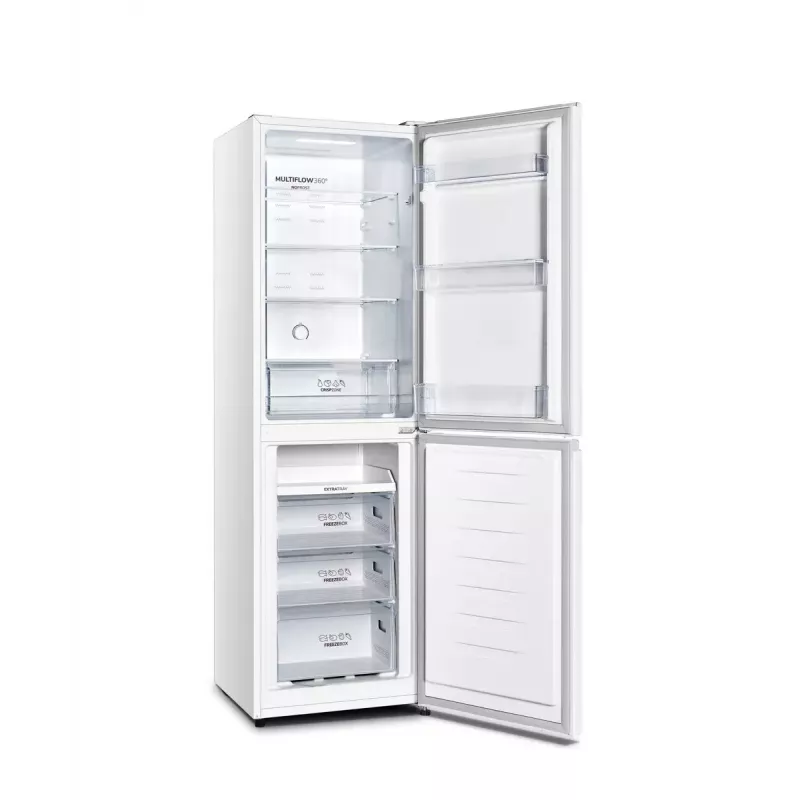 Laisvai pastatomas šaldytuvas Gorenje NRK418ECW4 – 256 L bendras, 171 L šaldytuvas, 85 L šaldiklis, No Frost, Multi-Airflow, baltas