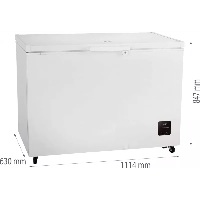 Šaldiklis skryninis Gorenje FH30EAW — 297 L nettalpa, energijos klasė E, laisvai pastatomas, ekranas, baltas