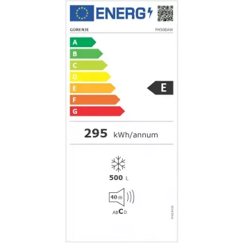 Šaldiklis skryninis Gorenje FH50EAW — 500 L, laisvai pastatomas, 84,7 cm aukštis, energijos klasė E, baltas