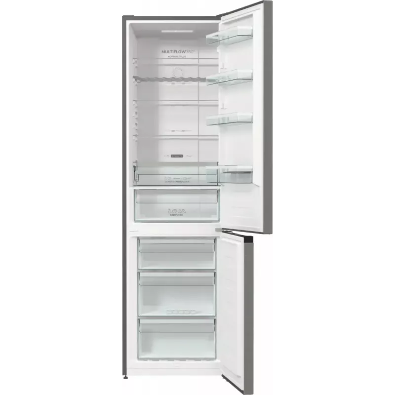 Gorenje NRK620CA2XL4 pastatomas šaldytuvas-šaldiklis, šaldiklis apačioje, 331 l (235 l + 96 l), No Frost Plus, energijos klasė C, pilkas