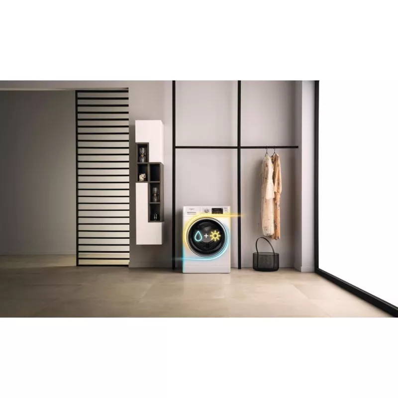 Whirlpool FFWDD 1076258 SV EE skalbyklė su džiovintuvu, laisvai pastatoma, priekinė pakrova, balta