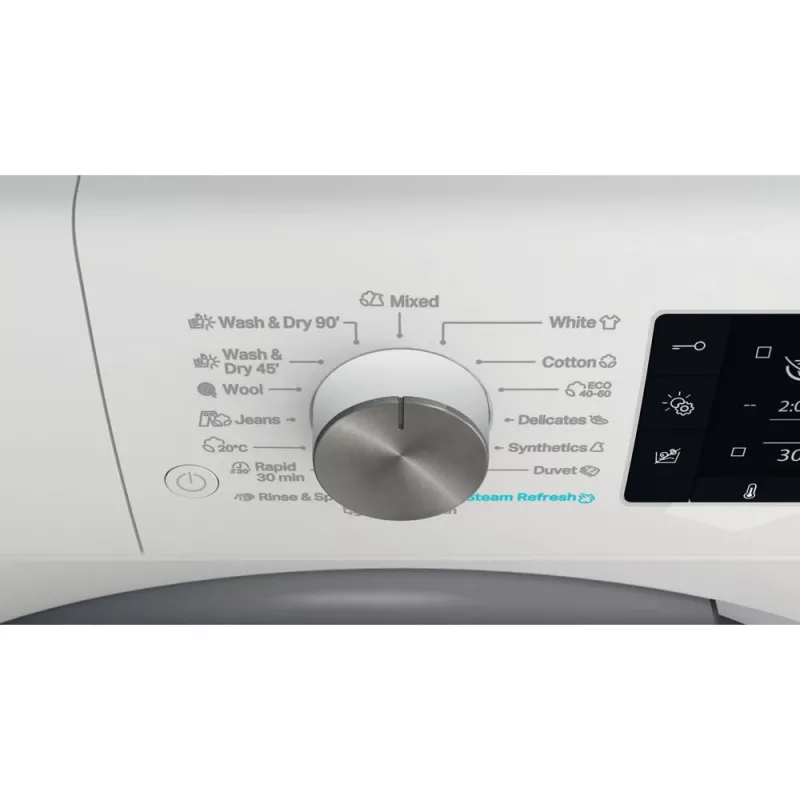 Whirlpool FFWDD 1076258 SV EE skalbyklė su džiovintuvu, laisvai pastatoma, priekinė pakrova, balta