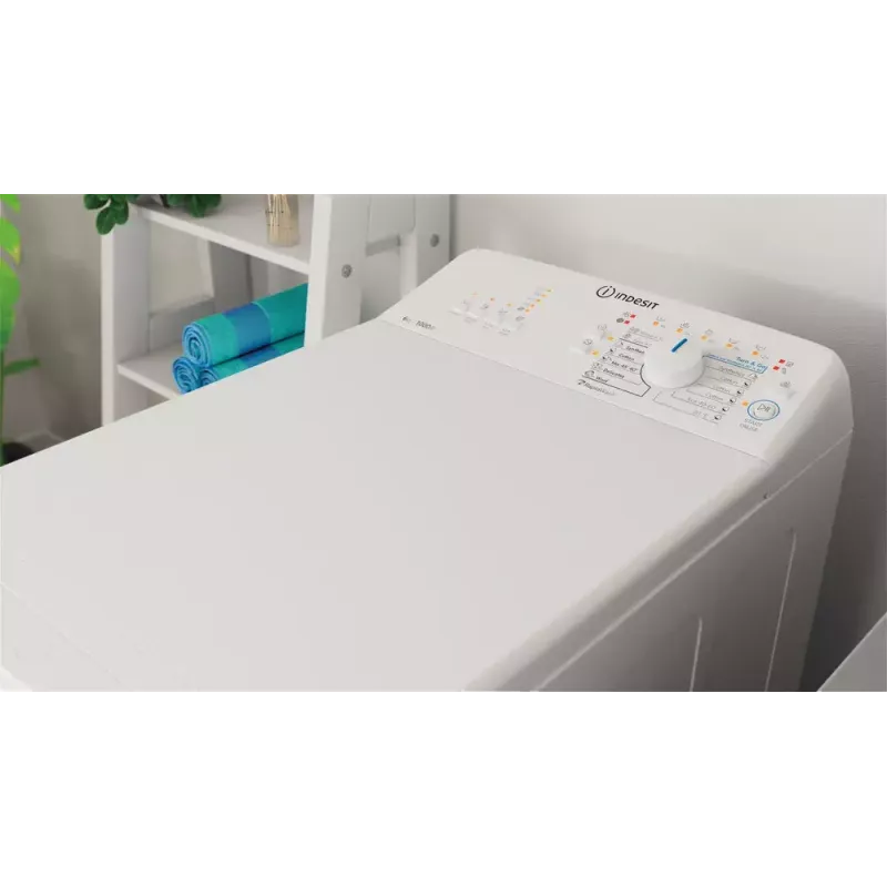 Skalbimo mašina su viršutiniu pakrovimu Indesit BTW L60400 EE/N — 6 kg, 1000 aps/min, balta