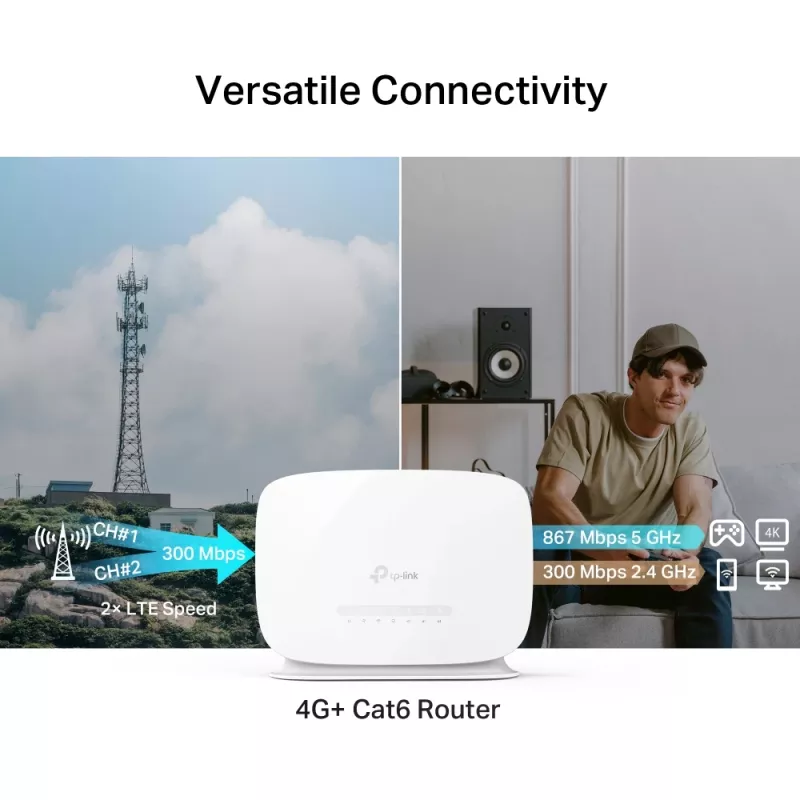 TP-Link Archer MR505 4G+ Cat6 AC1200 belaidis dviejų juostų gigabito maršrutizatorius