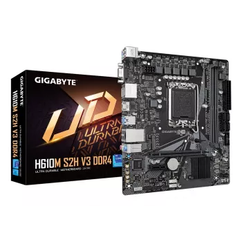 GIGABYTE H610M S2H V3 DDR4 pagrindinė plokštė – palaiko Intel Core 14-os kartos procesorius, 4+1+1 hibridinis skaitmeninis VRM, iki 3200MHz DDR4, 1xPCIe 3.0 M.2, GbE LAN, USB 3.2 Gen 1