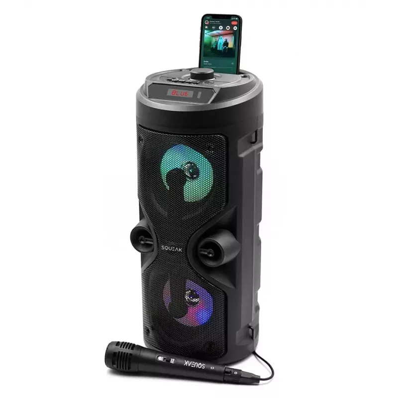 Nešiojamas stereo garsiakalbis SQUEAK SQ1004 Harmony BT 5.0, 40W RMS, Bluetooth 5.0, FM, LED, 8h baterija, Juodas