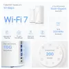 TP-Link Deco BE85 BE19000 belaidžio tinklo maršrutizatorius, WiFi 7, trijų juostų, 10 Gbps prievadai, balta spalva, 2 vnt. komplektas