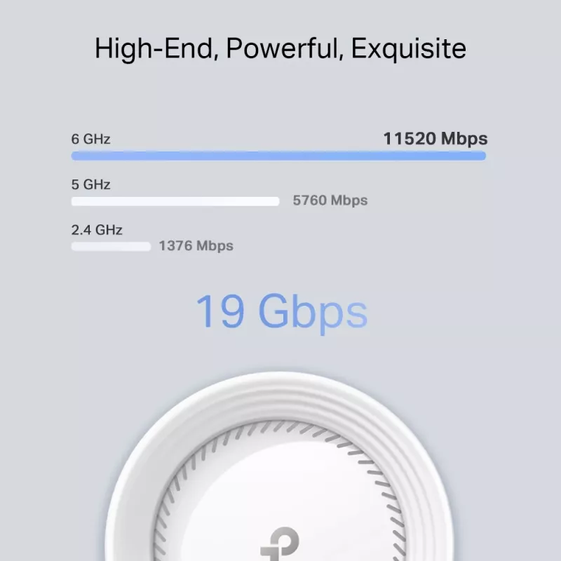 TP-Link Deco BE85 BE19000 belaidžio tinklo maršrutizatorius, WiFi 7, trijų juostų, 10 Gbps prievadai, balta spalva, 2 vnt. komplektas