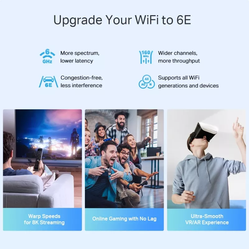 TP-Link Deco XE75 Pro AXE5400 triju juostų „Mesh“ Wi-Fi 6E sistema, balta