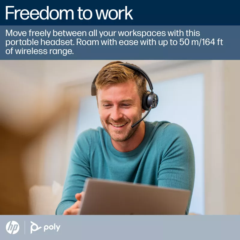 HP Poly Voyager 4310-M belaidė ausinė su USB-C imtuvu BT700 ir įkrovimo stovu, sertifikuota Microsoft Teams